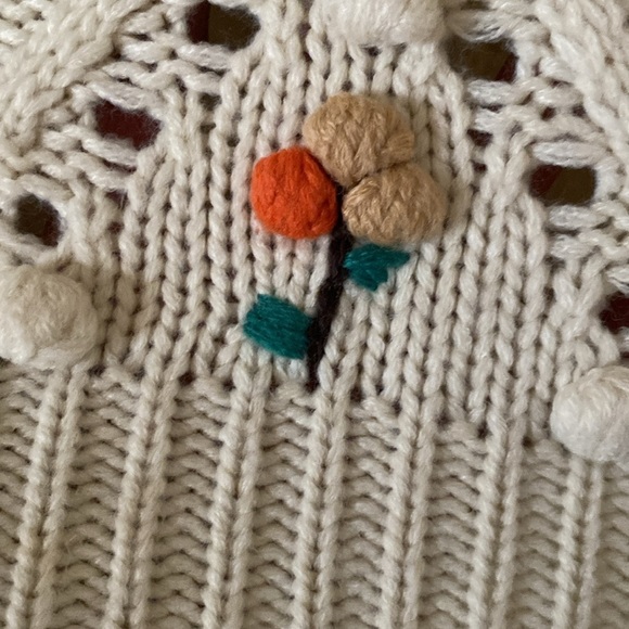 Zara Bloggers Favorite Pom Pom Floral Knitted Sweater Rare Turtleneck - Picture 8 of 11